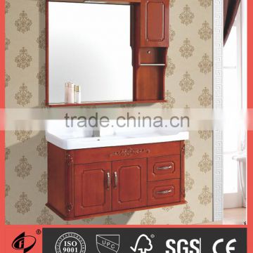 Solid wood bathroom cabinet and ceramic wash basin S7502-90