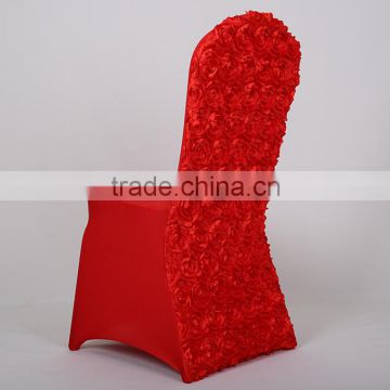 Polyester spandex satin rosette ribbon wedding chair cover