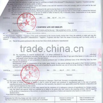 Certificate of Origin in Shanghai