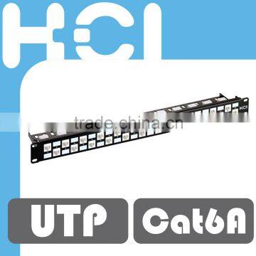 Taiwan Manufacturer 24 Port Cat 6A Staggered Unshielded Patch Panel