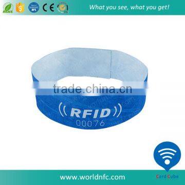 25*255mm Cutomized LOGO One Color Printed Disposable Paper RFID Wristband