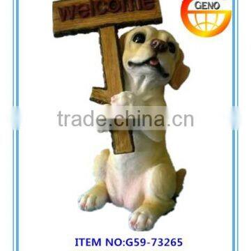 popular decorative resin dog welcome statue for sale