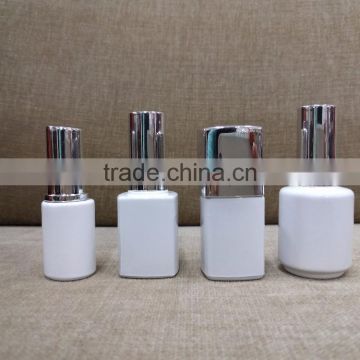 Fancy White UV Coated Bottle with Shiny Silver Cap,gel bottle sets with cap and brush India