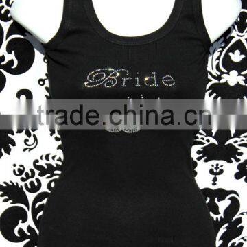 Bride custom sleeveless women rhinestone tank tops