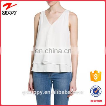 Wholesale China Women Clothing Sleeveless Double-deck Chiffon Top For Ladies 2016