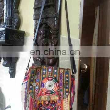 Stunning VINTAGE Tribal Banjara Suede Sling BAG Folk handbag Purse Handmade