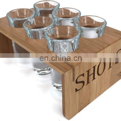 Strong quality factory fair price wooden shot glass serving tray