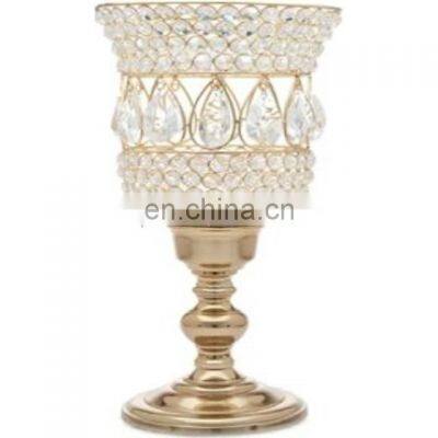 gold plated crystal wedding candle stand