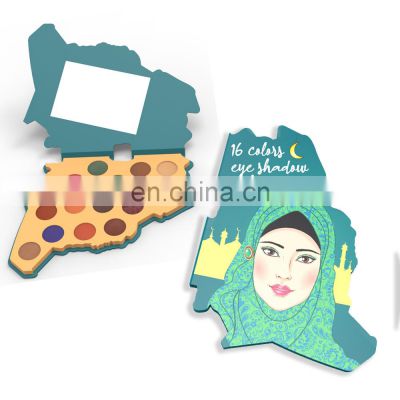 Arabic Map private label custom national map makeup pallet custom shape eyeshadow palette packaging box