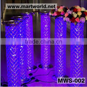 LED Crystal pillars for wedding decoration/lighted led pillar for wedding aisle (MWS-002)