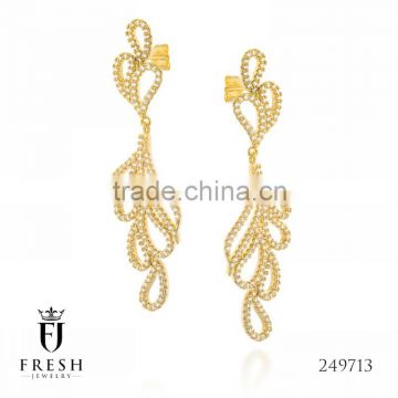 Fashion Gold Plated Earring - 249713 , Wholesale Gold Plated Jewellery, Gold Plated Jewellery Manufacturer, CZ Cubic Zircon AAA