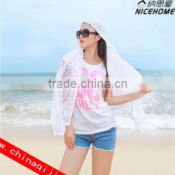 2014 fashion Sun Clothing Beach Protection clothing UV sunscreen shirt women sexy chiffon dress