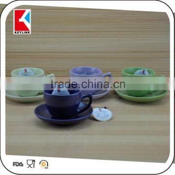 12pcs unique shape pure color coffee ceramic bulk tea cup and saucer