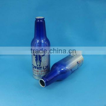 aluminum wine bottle 350ml, light blue printing bottles with crown cap, crown cap beer bottle