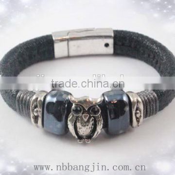 2016 Hot Style PU bracelet magnet Clasp Bracelet, Owl bracelet