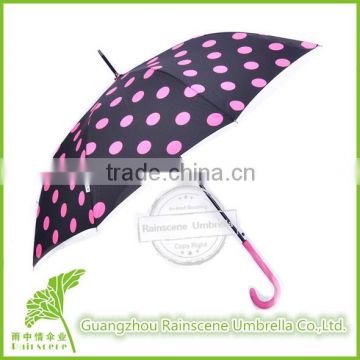 Girls Bright Polka Dot Ruffle Parasol Rain Umbrellas