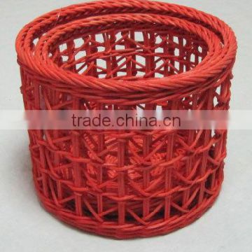 zigzag weaving basket in red , 100% rattan material, handmade