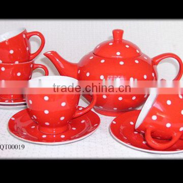 ceramic tea set pot with cup and saucer
