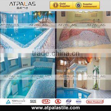 mix blue glossy cheap glass mosaic bathroom wall tile