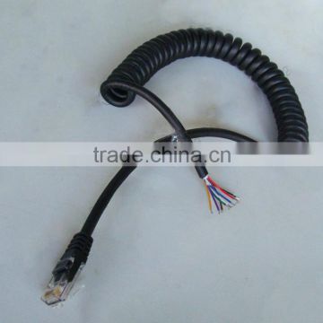 UTP CAT5E 24AWG RJ45 Coiled cable bare copper conductor