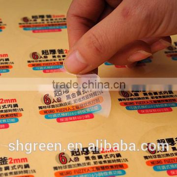 Transparent PVC plastic sticker for pan/boiler