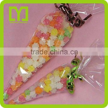 YiWu Hot sale high quality customized printed custom bopp cone candy packaging bags