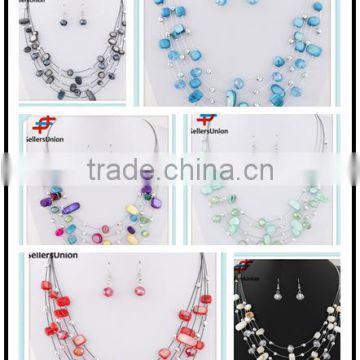 No.1 yiwu & ningbo exporting commission agent wanted Women fashion stone crystal bunch necklace earring jewelry set