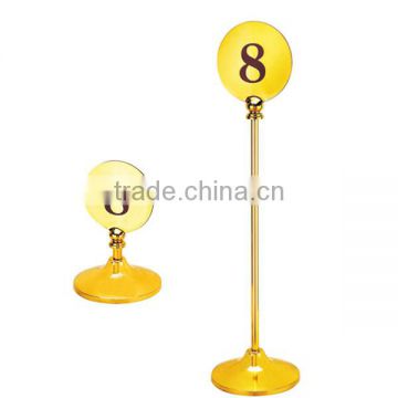 Hot sales promotional hotel metal table number rotating sigh stands