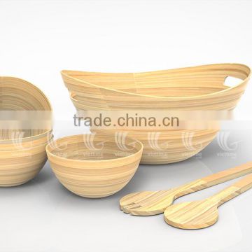 Natural spun bamboo bowl