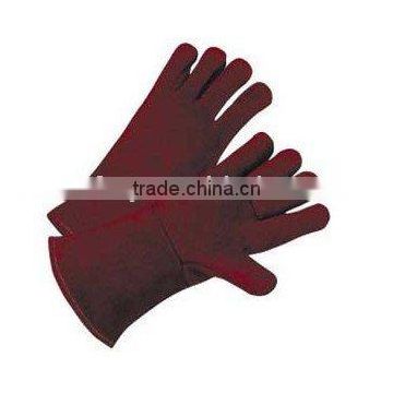 Red cow leather welding glove