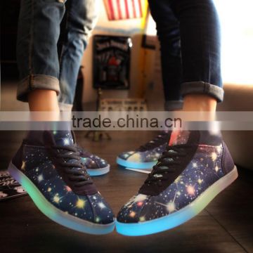 HFR-JS08 2015 super fashion latest LED glittering canvas shoe