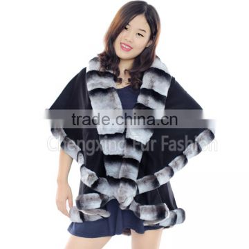 CX-B-P-60 Winter Fashion Fur Flower Women Pashmina Shawl
