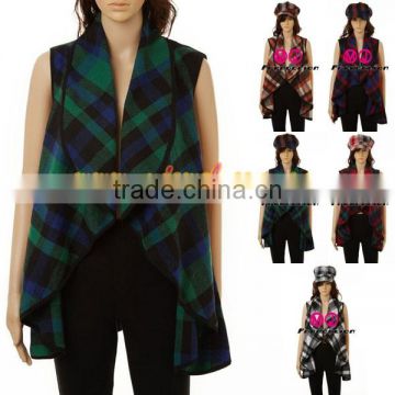 FACTORY wholesale plaid flowy vest