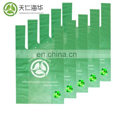 high quality bpi certificated biodegradable plastic t-shirt bags for shopping