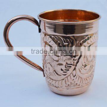 Embossed Copper Mule mug Moscow Mule Mug Copper Beer Mug from India
