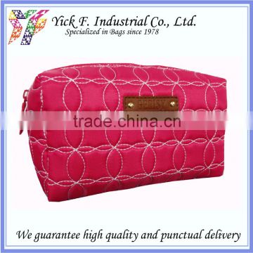 Fancy Pinky Quilted Nylon Ladies Women Cosmetic Bag