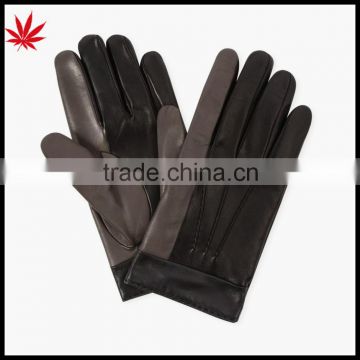 ladies finger touch sheepskin leather gloves grey and black
