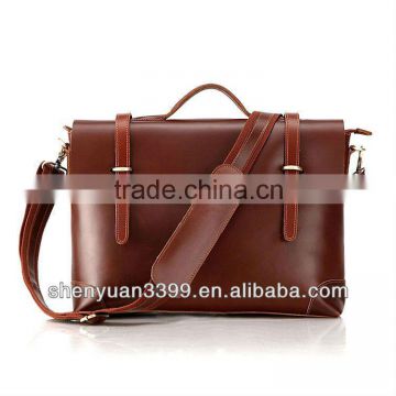 2016 brown leather briefcase, high quality office bags for men,PU shoulder long strip bag with Reasonable Storage Space