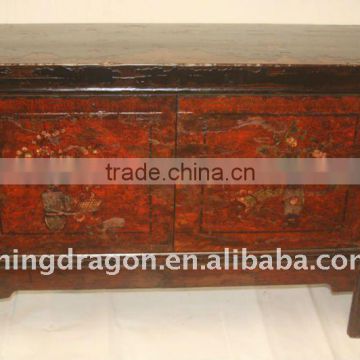 Chinese Antique Hand Painting Mongolia Cabinet With Two Door 127*43*87cm