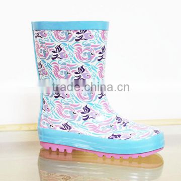lovely fish printed kids rain boots,antiskid safe rubber boots for children,high quality rain shoes