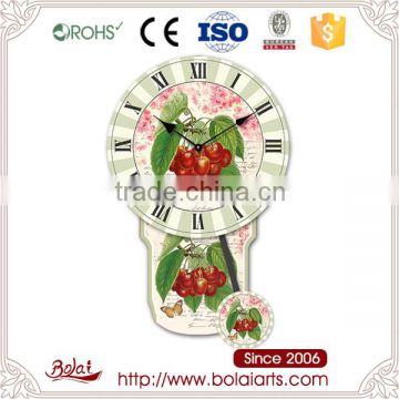 Roman numbers and red cherries design pendulum office wall clock modern