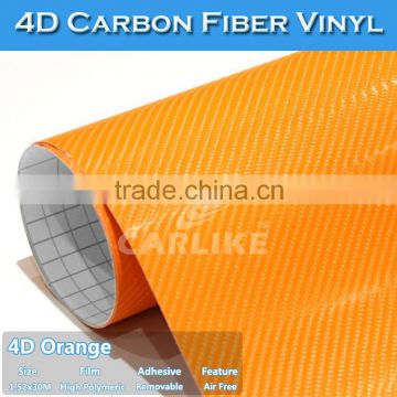 4D Orange Carbon Fiber Vinyl Sticker for Auto