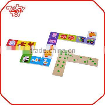 Colorful Wooden Custom Popular Game Farm Animal Design Wooden Domino Toy