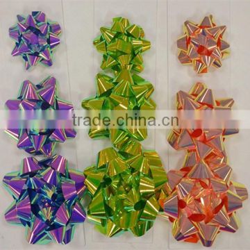 Iridescent 3" 4" 5" Rainbow Gift Star Ribbon Bow For Festival Decoration