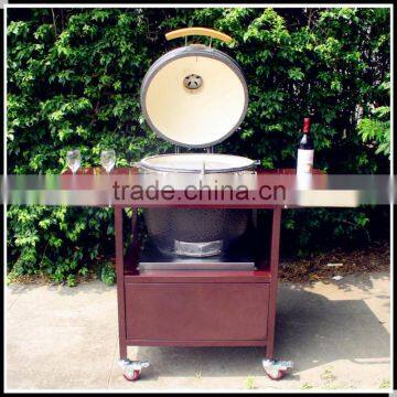 Painted bbq table cart with kamado grill