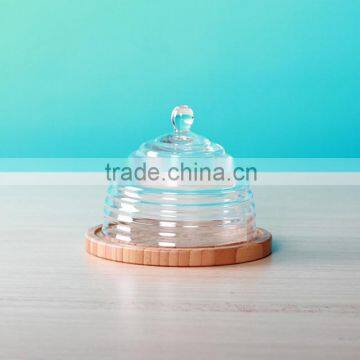 glass rood dome cover with wooden base