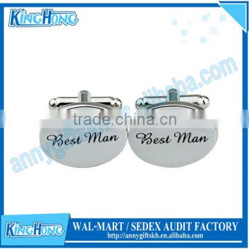 Oval shape blank silver wedding designer cufflink manufacturer