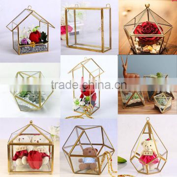 "Your own creative inspiring geometric terrarium" lead free tin clear textured sitting for succulent airplant mini greenhouse