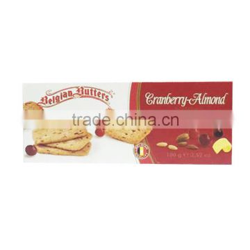 BELGIAN BUTTER ALMOND THINS W/CRANBERRY 100G