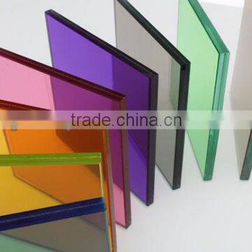 12.38mm Dark & Light Blue Reflective Laminated Glass with CE and ISO90...